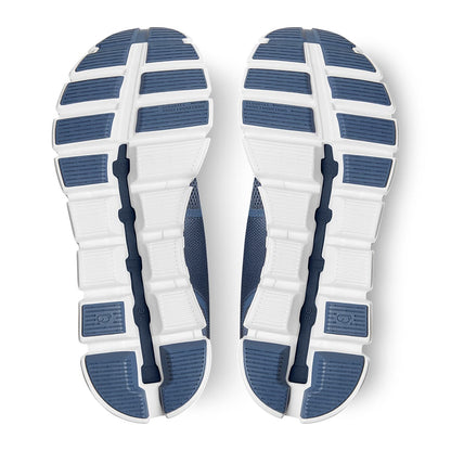 Soles of the On Cloud 5 Denim White women's running shoes 