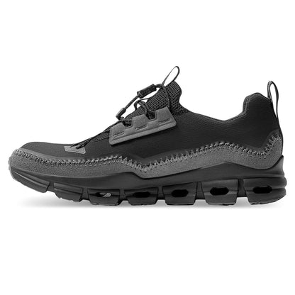 Left side view of the On Cloudaway Black Rock women’s running shoe 