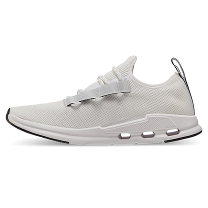 Left side view of the On Cloudeasy White Black men's running shoe 