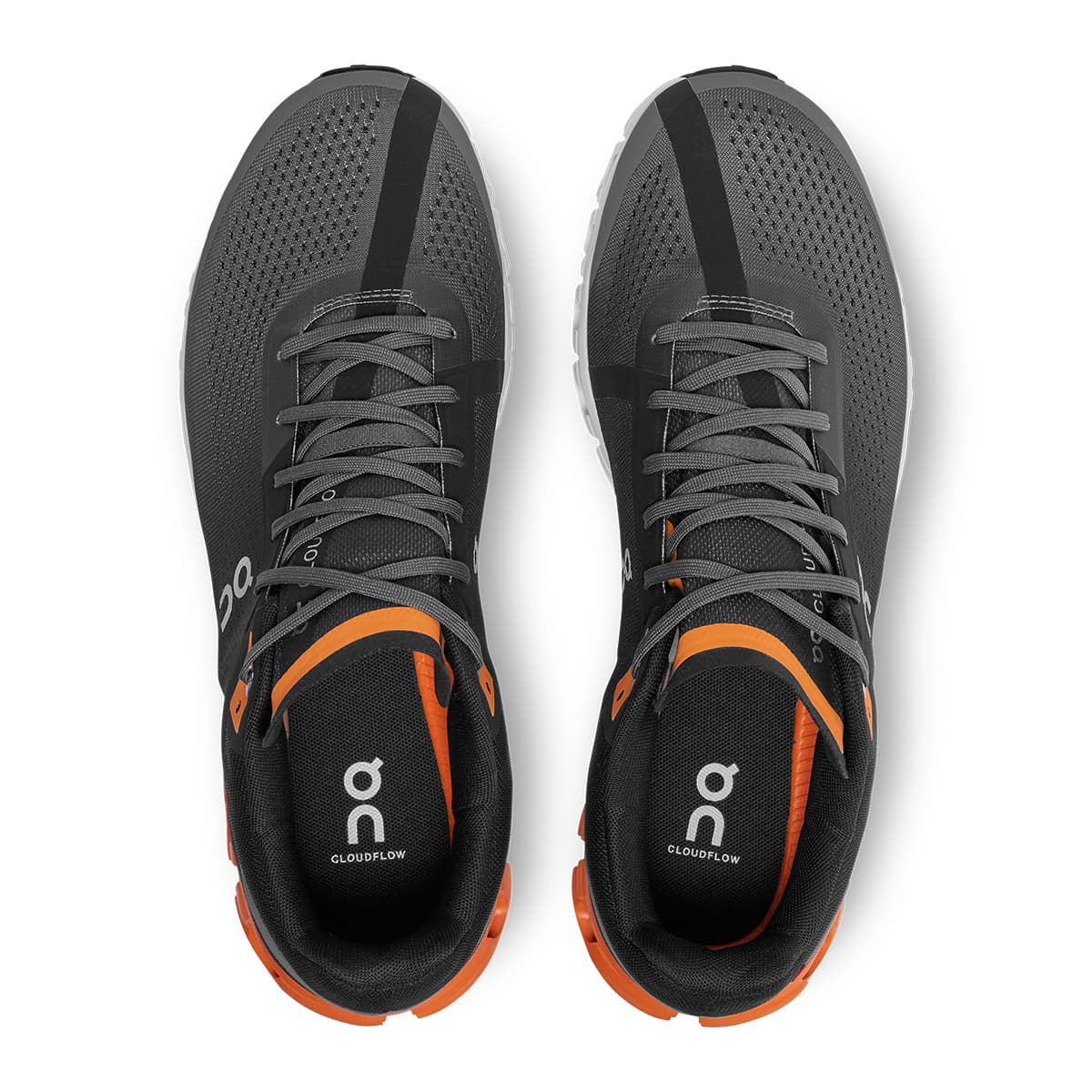 Top view of the On Cloudflow Black-Tumeric men’s running shoes #color_black-turmeric