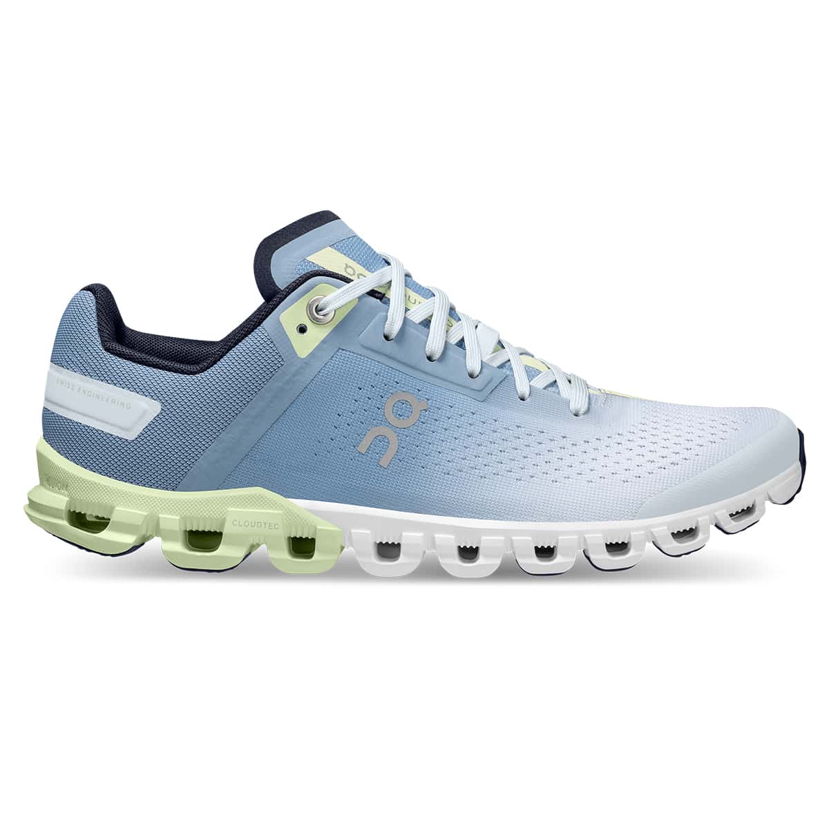 Right side view of the On Cloudflow Niagara-Meadow women’s running shoe 