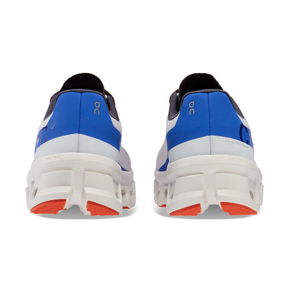 Back view of the On Cloudmonster Frost Cobalt men's running shoe 