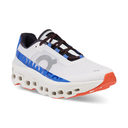 45-degree view of the On Cloudmonster Frost Cobalt men's running shoe 
