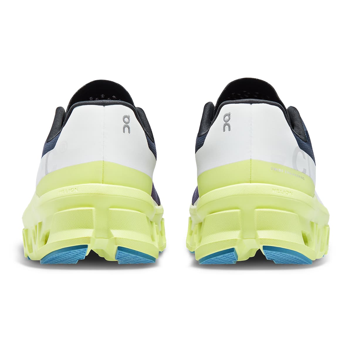 Back view of the On Cloudmonster Iron Hay men's running shoe 