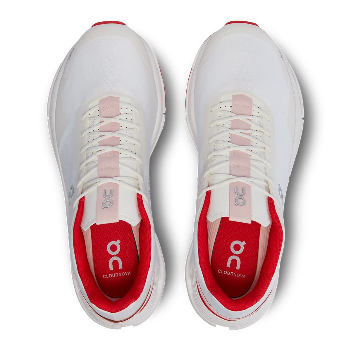 Top view of the On Cloudnova Form White-Red men’s running shoes #color_white-red