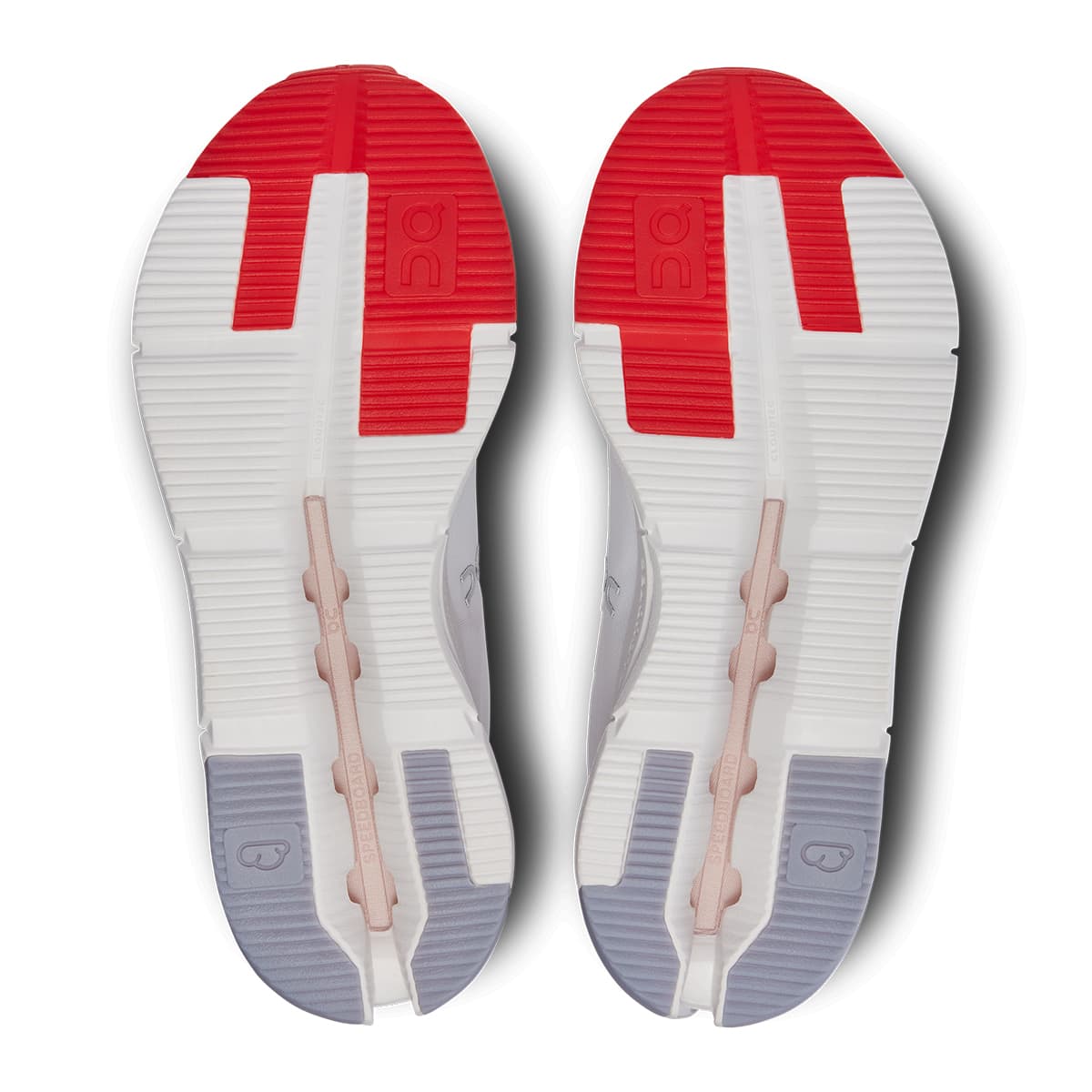 Soles of the On Cloudnova Form White-Red men’s running shoes #color_white-red