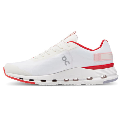 Left side view of the On Cloudnova Form White-Red men’s running shoe 