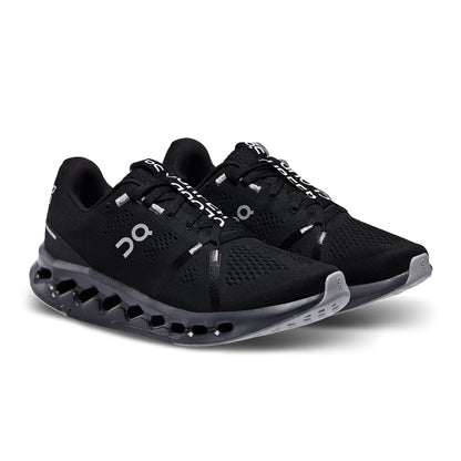45-degree view of the On Cloudsurfer 7 All-Black men’s running shoe 