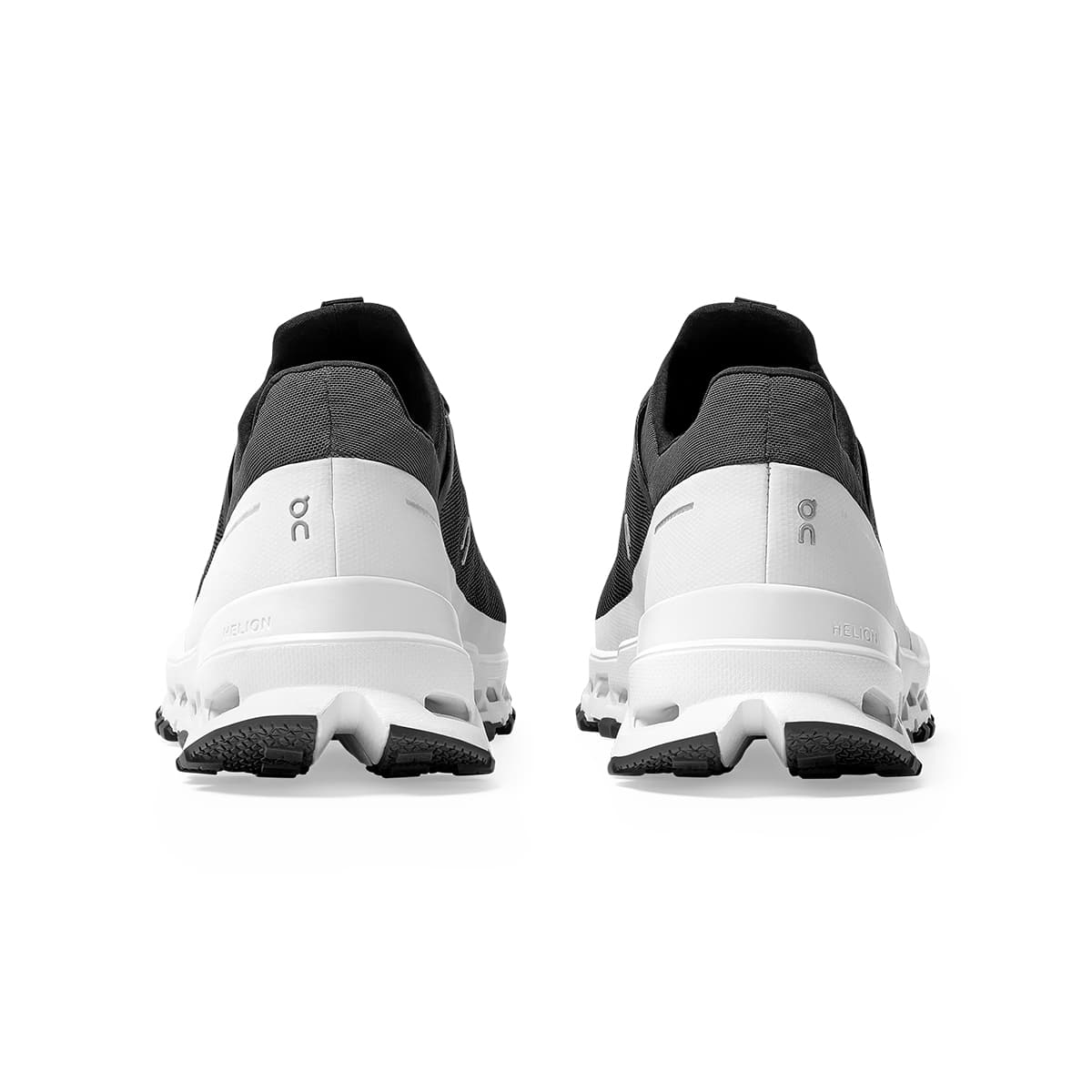 Back view of the On Cloudultra Black White running shoe 