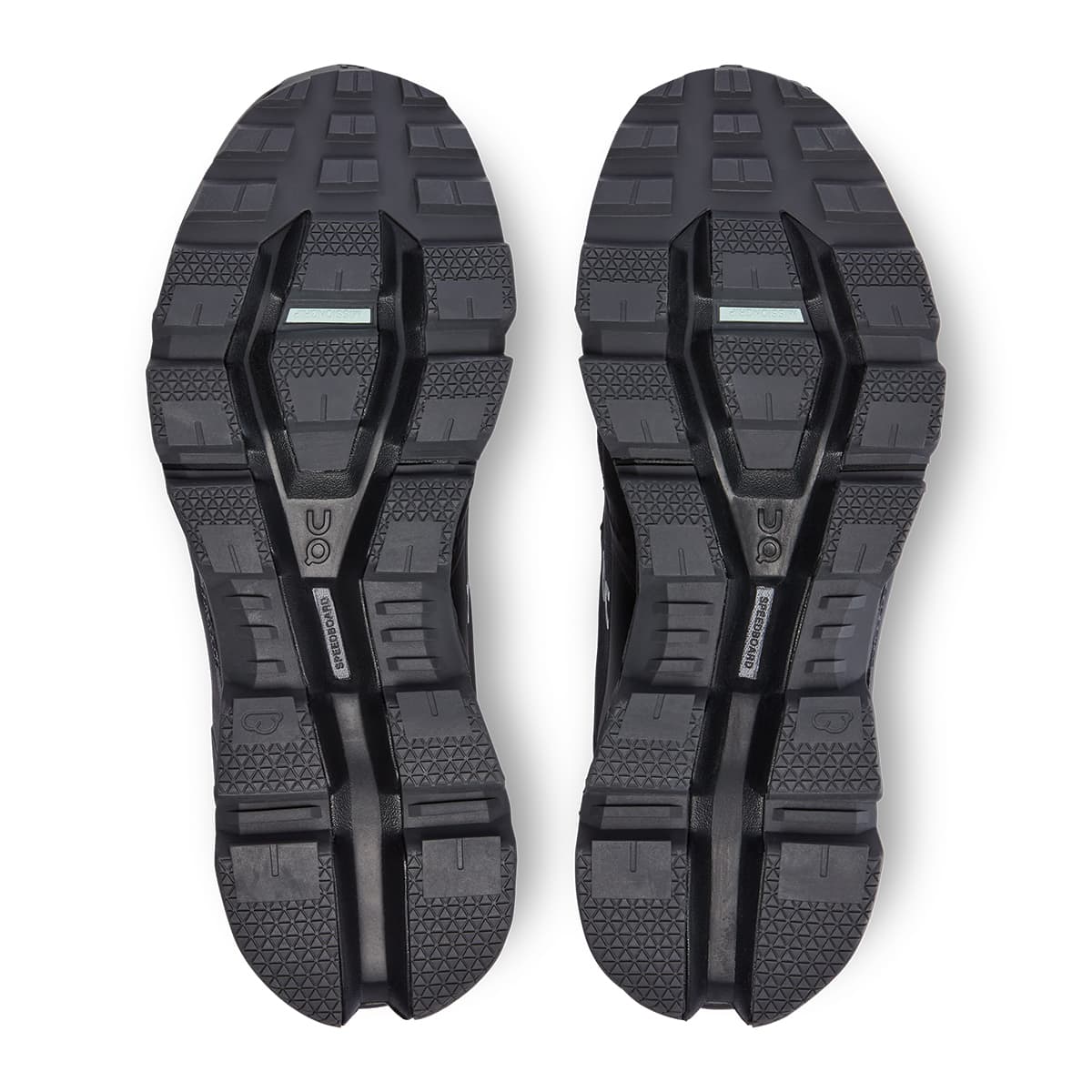 Soles of the On Cloudwander Waterproof Black-Eclipse women’s running shoes 