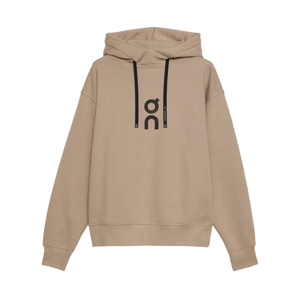Flat lay of the On Club Hoodie in Desert with a relaxed fit cut 