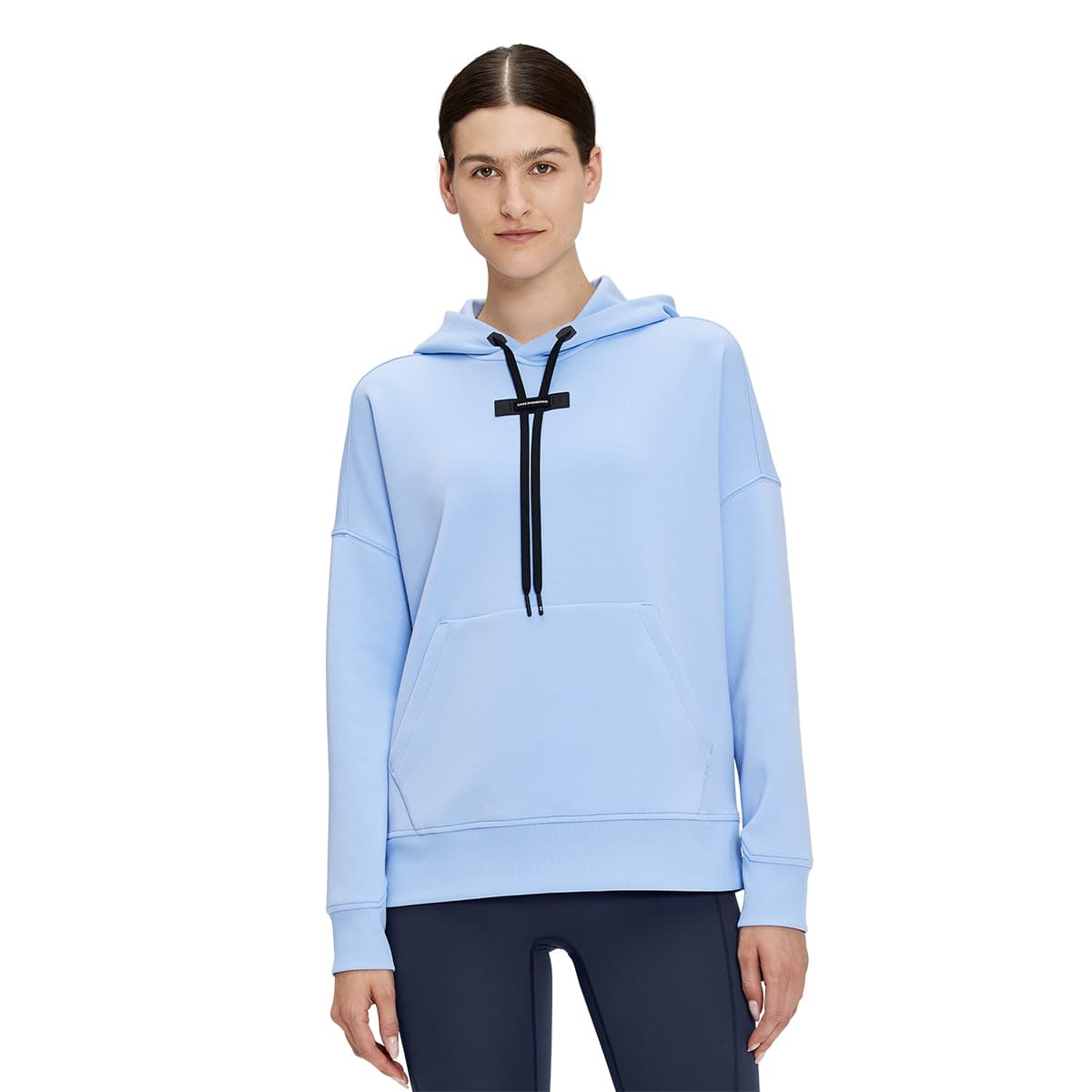 Women wearing the On Hoodie Stratosphere Navy Colour Navy 
