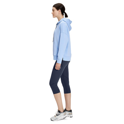 Women wearing the On Hoodie Stratosphere Navy Colour Navy - Side Angle 
