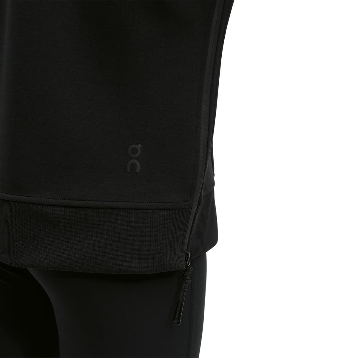 Women wearing the On Hoodie Colour Black - Detail Black Logo 