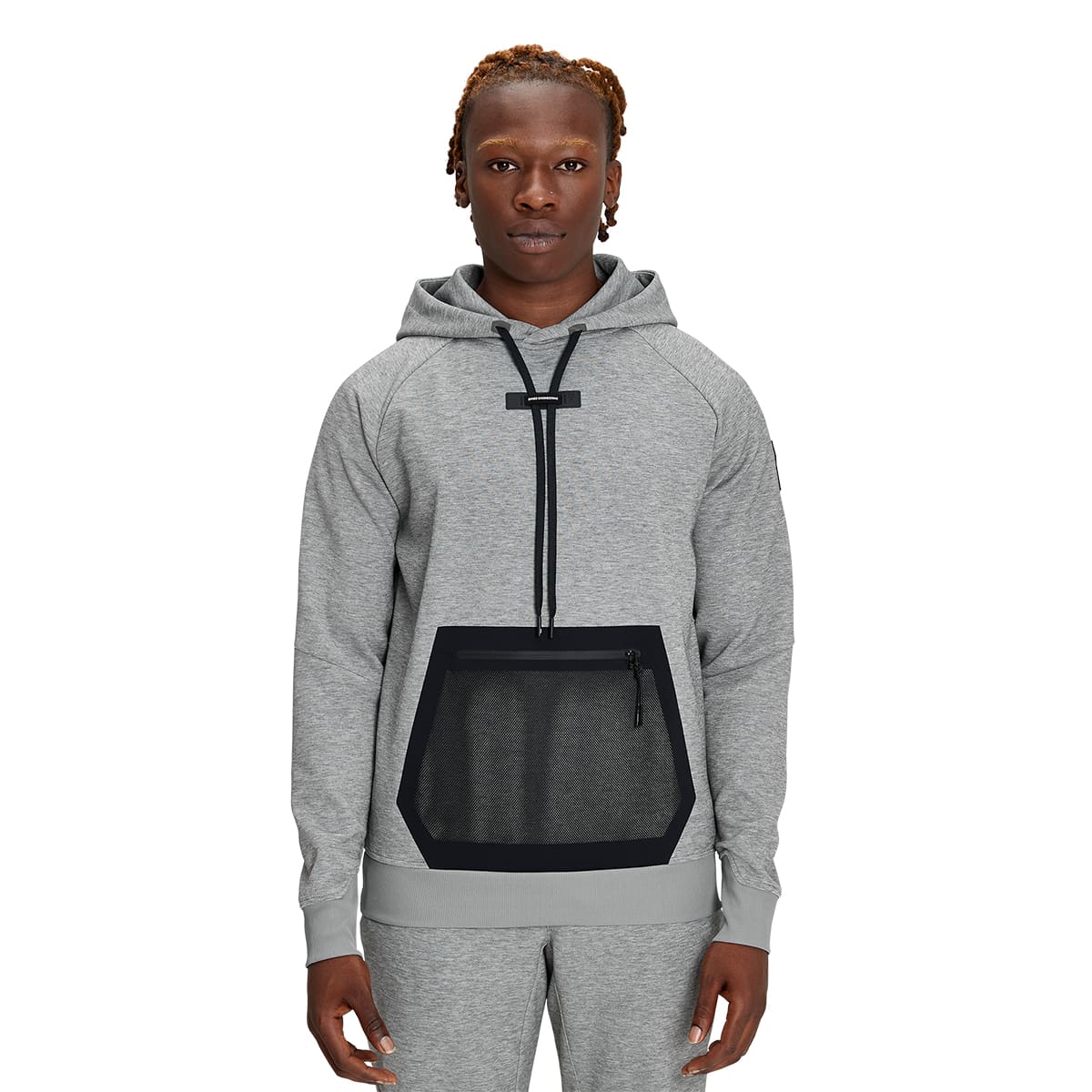 Man wearing the On Hoodie Colour Grey #color_grey