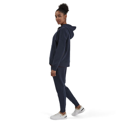 Women wearing the On Hoodie Colour Navy - Side Angle 