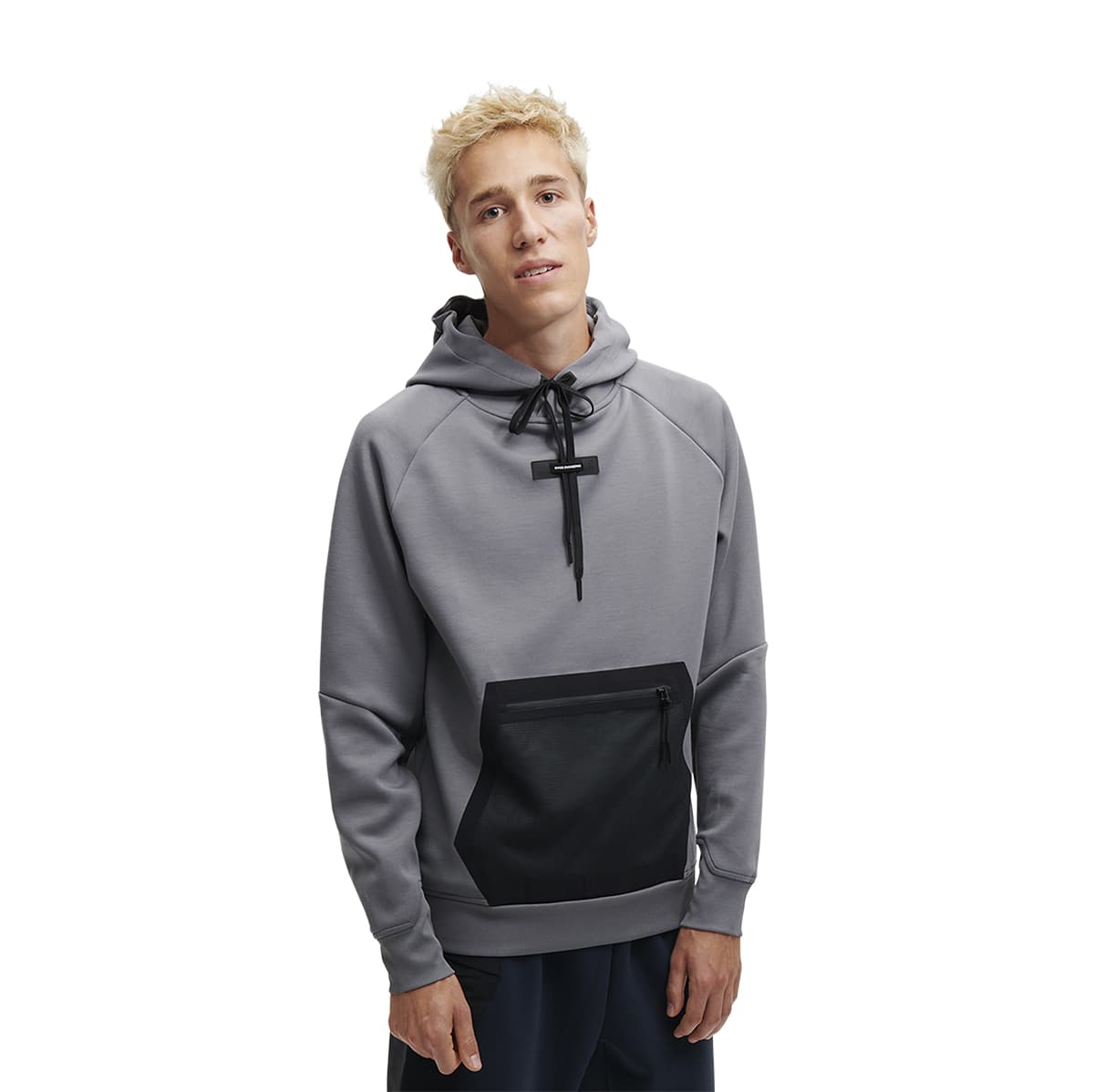 Man wearing the On Hoodie Colour Rock 