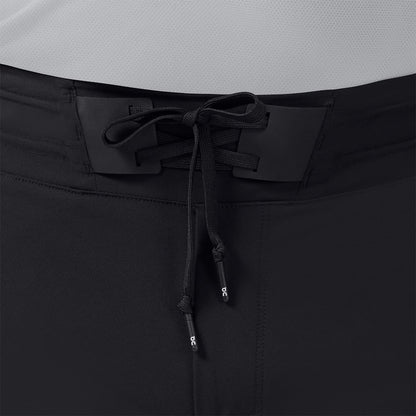 Product shot of the Men’s On Hybrid Shorts Colour Black - Front Zoom Draw Strings 