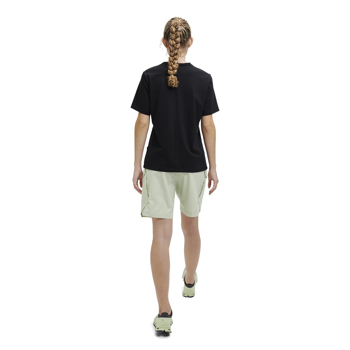 Woman wearing the On On T Colour Black - Back Angle #color_black
