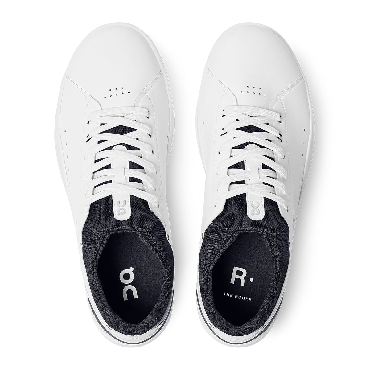 Top view of the On The Roger Advantage White-Midnight running shoes #color_white-midnight