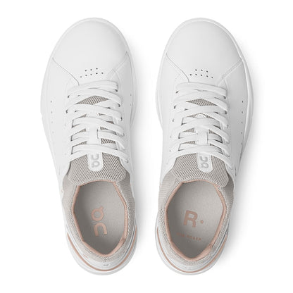 Top view of the On The Roger Advantage White Rose women’s running shoes 