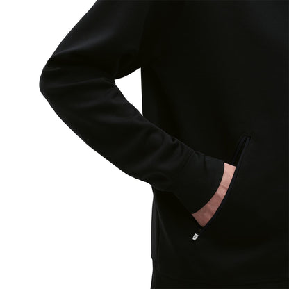 Man wearing the On Zipped Hoodie Colour black - Front Detail Left Pocket 
